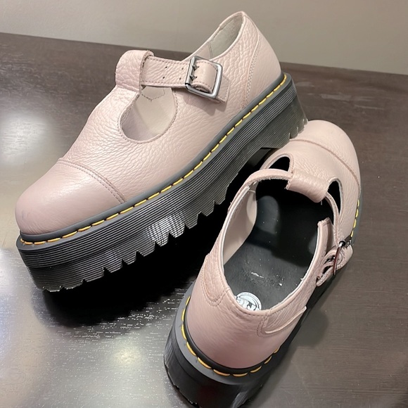 Dr. Martens Unisex Bethan Pisa Leather Platform Mary Jane Shoes Vintg Taupe NEW - Picture 6 of 10